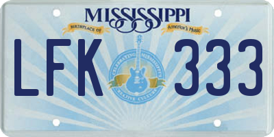 MS license plate LFK333