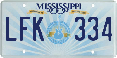 MS license plate LFK334