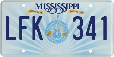 MS license plate LFK341