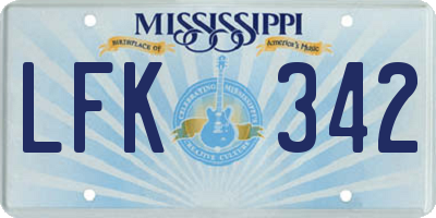 MS license plate LFK342