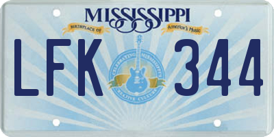 MS license plate LFK344