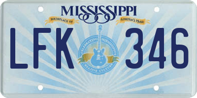 MS license plate LFK346