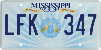 MS license plate LFK347