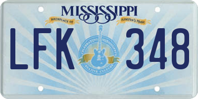MS license plate LFK348