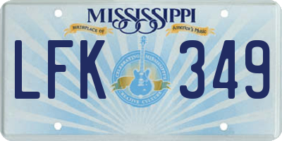 MS license plate LFK349