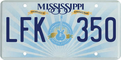 MS license plate LFK350