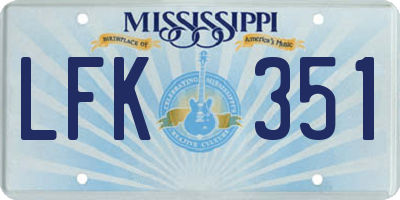 MS license plate LFK351