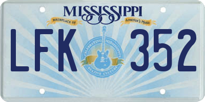 MS license plate LFK352