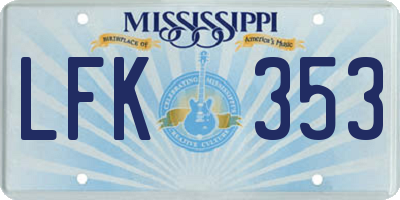 MS license plate LFK353