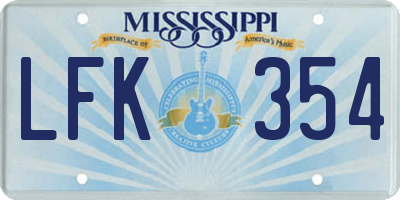 MS license plate LFK354