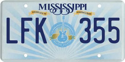MS license plate LFK355