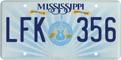 MS license plate LFK356