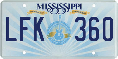 MS license plate LFK360