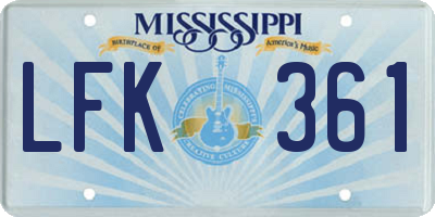 MS license plate LFK361
