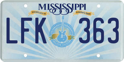 MS license plate LFK363