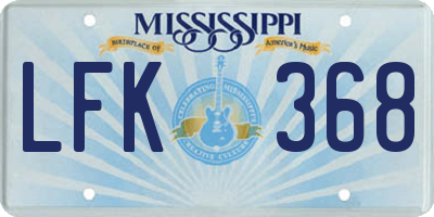 MS license plate LFK368