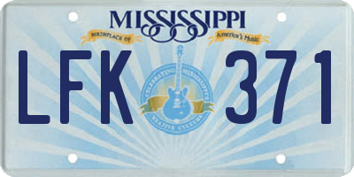 MS license plate LFK371