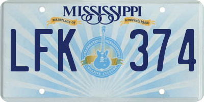 MS license plate LFK374