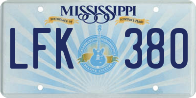 MS license plate LFK380