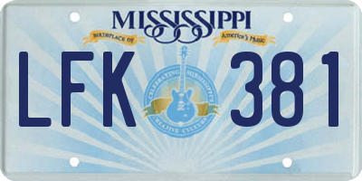 MS license plate LFK381