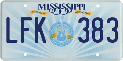 MS license plate LFK383