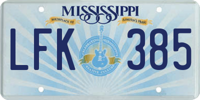 MS license plate LFK385