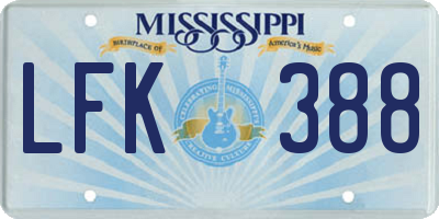 MS license plate LFK388