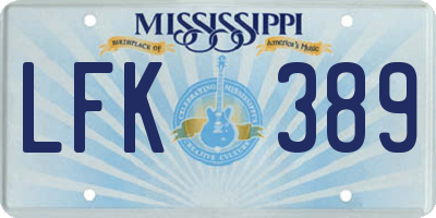 MS license plate LFK389
