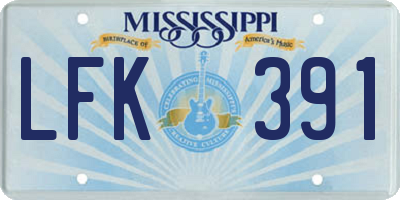 MS license plate LFK391