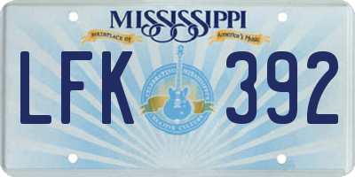 MS license plate LFK392
