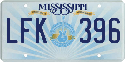 MS license plate LFK396