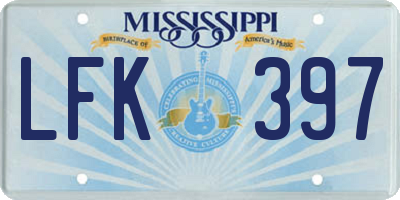 MS license plate LFK397