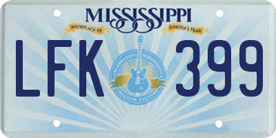 MS license plate LFK399