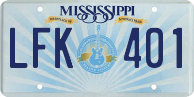 MS license plate LFK401