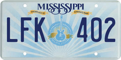 MS license plate LFK402