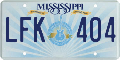 MS license plate LFK404