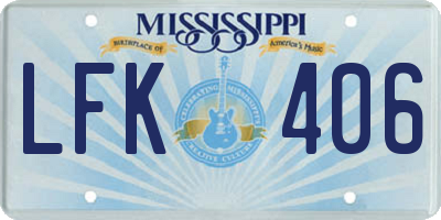 MS license plate LFK406