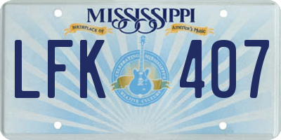 MS license plate LFK407