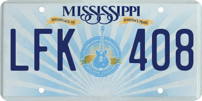 MS license plate LFK408