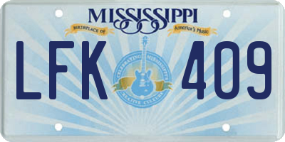 MS license plate LFK409