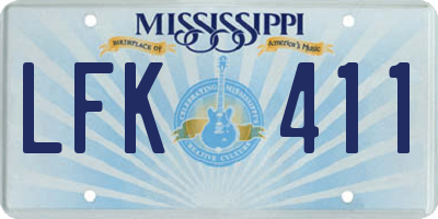 MS license plate LFK411