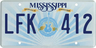 MS license plate LFK412
