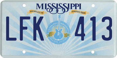 MS license plate LFK413