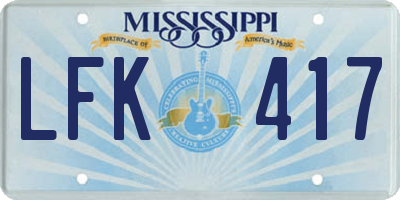 MS license plate LFK417
