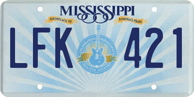 MS license plate LFK421
