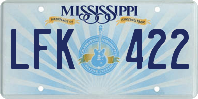 MS license plate LFK422