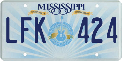 MS license plate LFK424