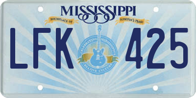 MS license plate LFK425