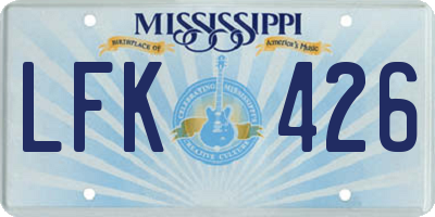 MS license plate LFK426