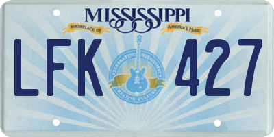 MS license plate LFK427